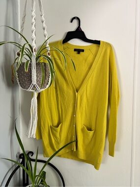 Banana Republic Bright Yellow V-Neck Button Cardigan